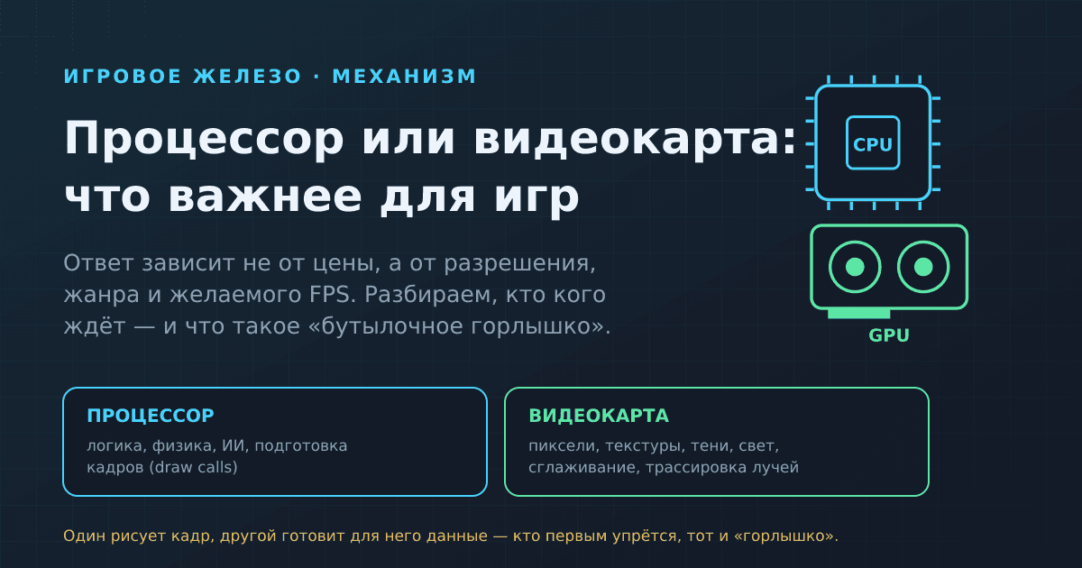 Процессор или видеокарта: что важнее для игр и что такое «бутылочное горлышко»