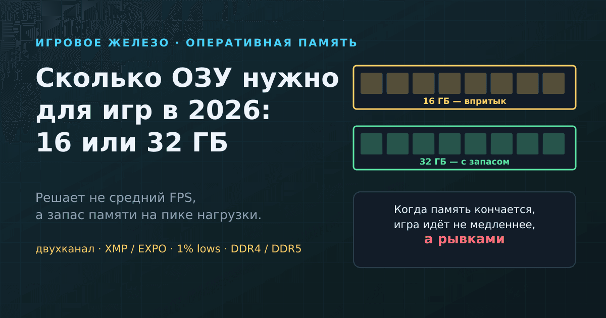 Сколько оперативной памяти нужно для игр в 2026: 16 или 32 ГБ