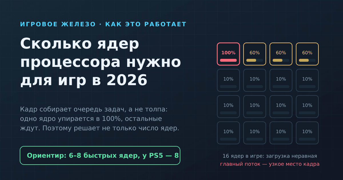 Сколько ядер процессора нужно для игр в 2026 и почему игры плохо делят работу