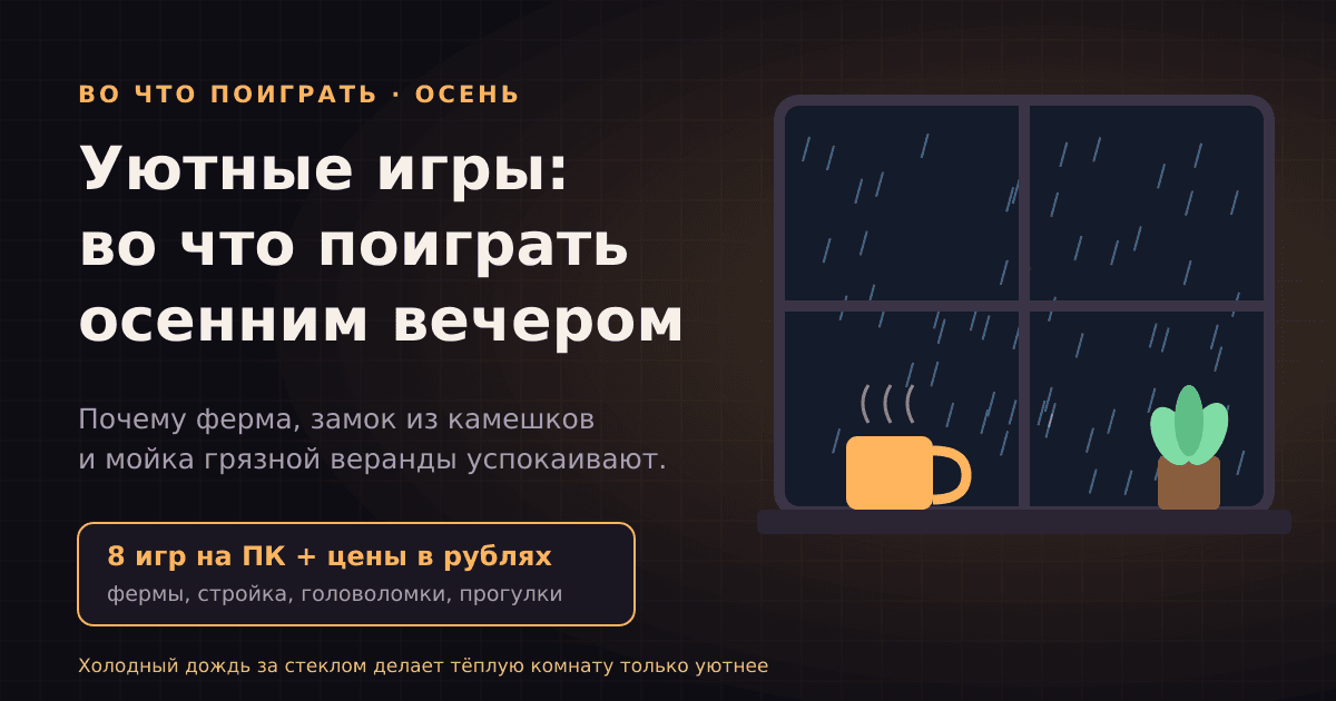 Уютные игры на ПК: во что поиграть осенним вечером и почему они успокаивают