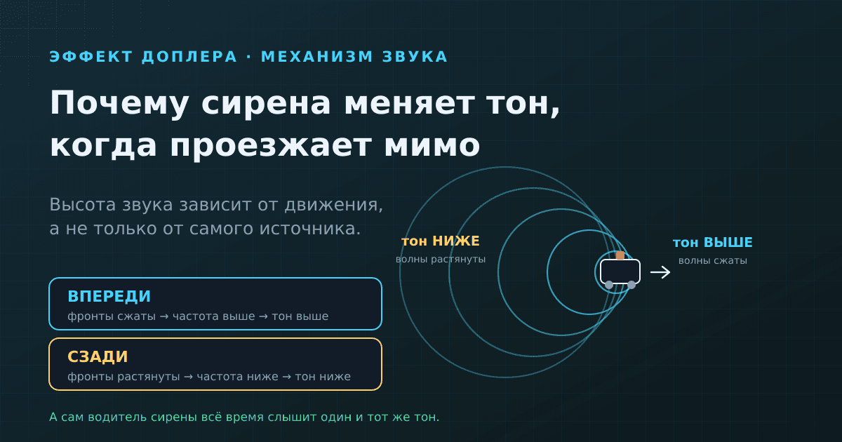 Эффект Доплера простыми словами: почему сирена меняет тон, когда проезжает мимо