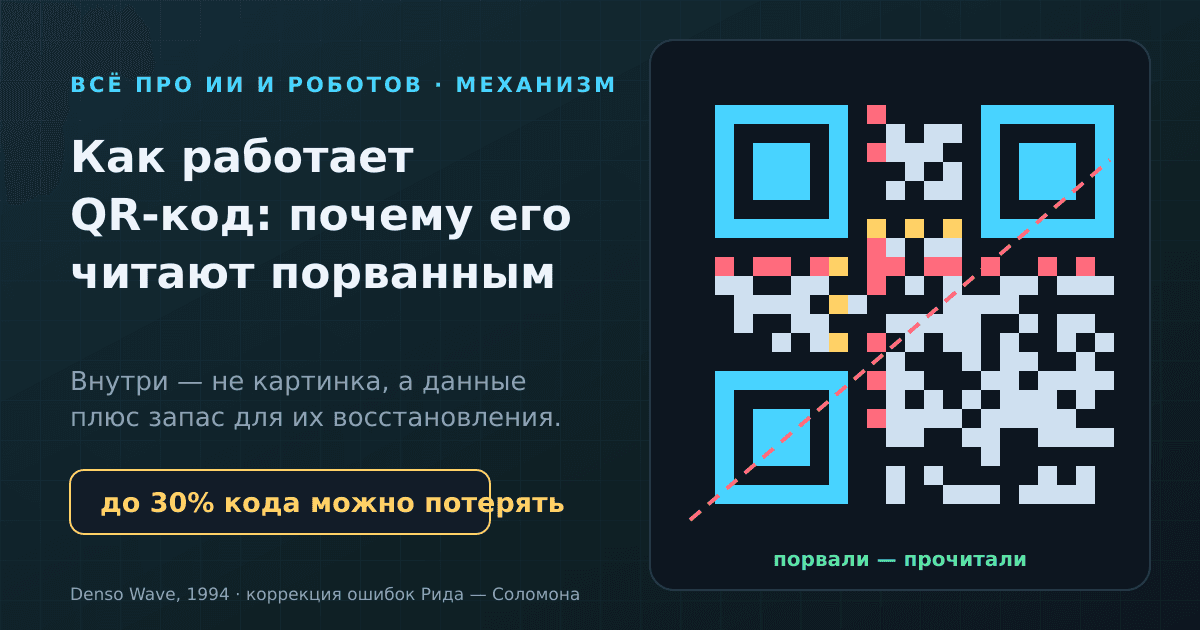 Как работает QR-код: почему его читают даже порванным