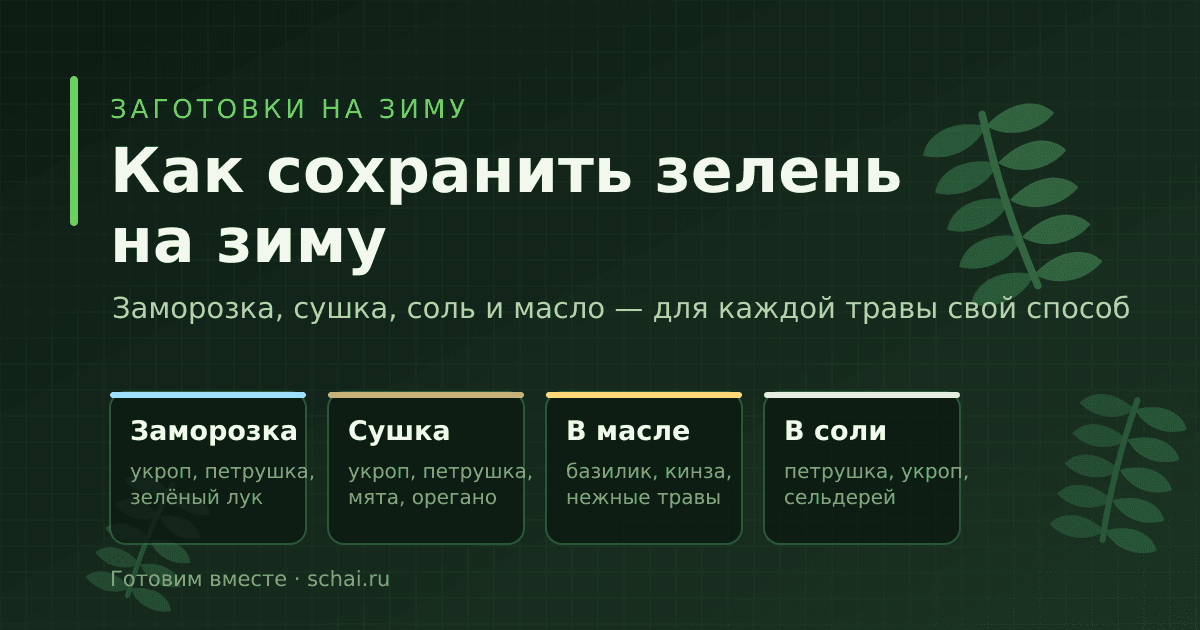 Как сохранить зелень на зиму: заморозка, сушка, соль и масло
