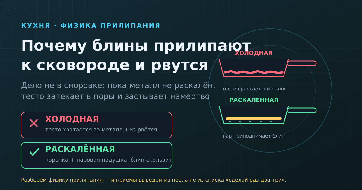 Почему блины прилипают к сковороде и рвутся — и как исправить