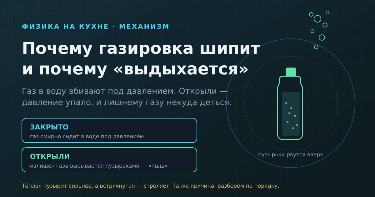 Почему газировка шипит и пузырится — и почему потом «выдыхается»