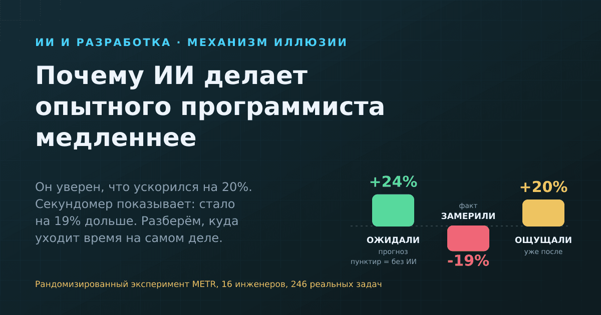 Почему ИИ-ассистент делает опытного программиста медленнее