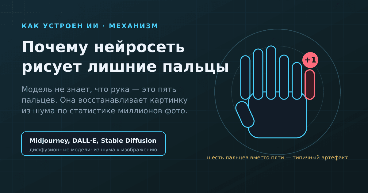 Почему нейросеть рисует лишние пальцы: как Midjourney и DALL·E видят руки