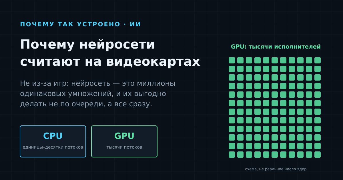 Почему нейросети считают на видеокартах, а не на процессоре