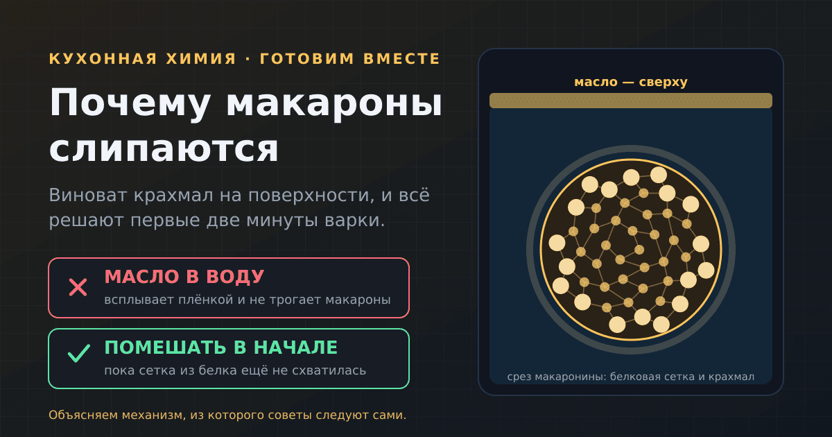 Почему слипаются макароны и правда ли помогает масло в воде