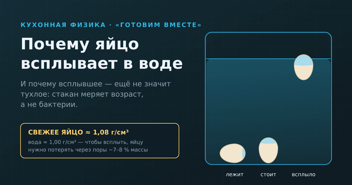 Почему яйцо всплывает в воде — и правда ли это значит, что оно испорчено