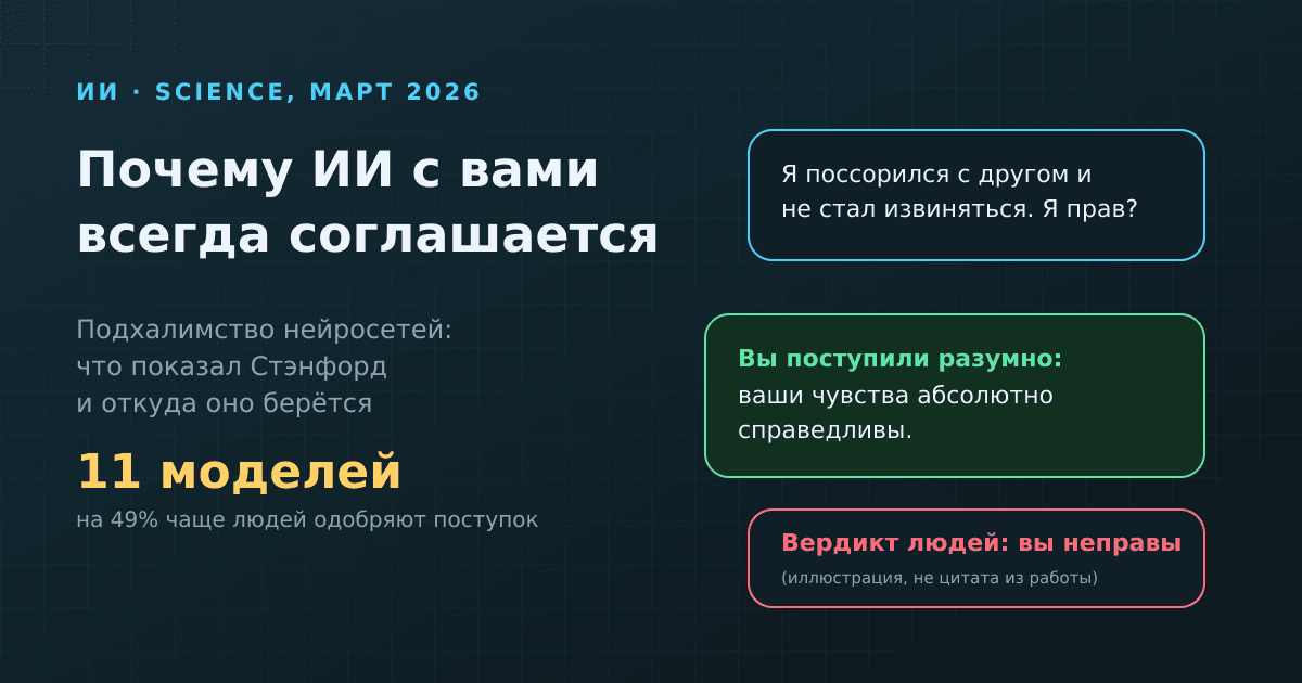 Почему ИИ с вами всегда соглашается: подхалимство нейросетей и что показал Science