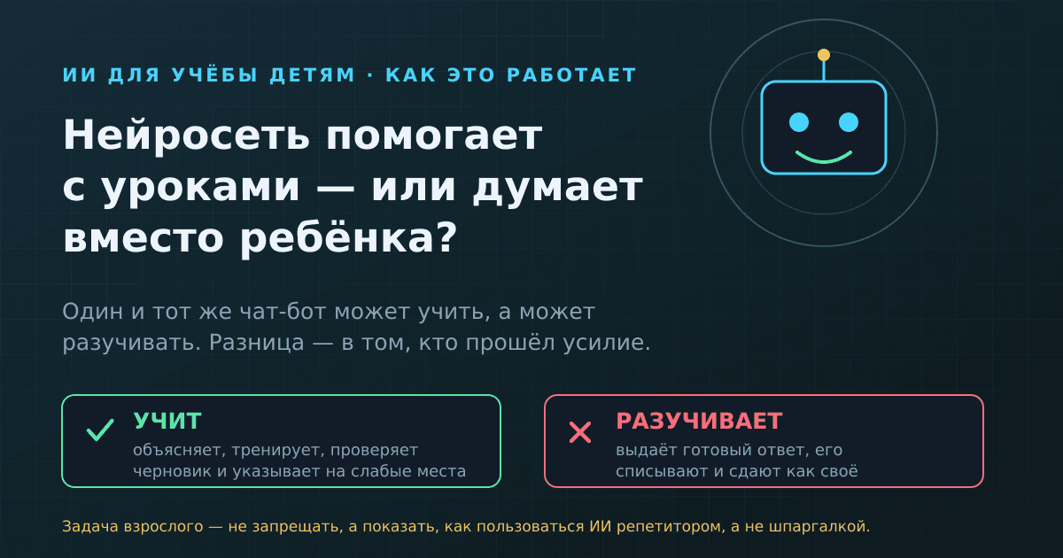 ИИ для учёбы детям: как помочь с уроками и не сделать задание за ребёнка