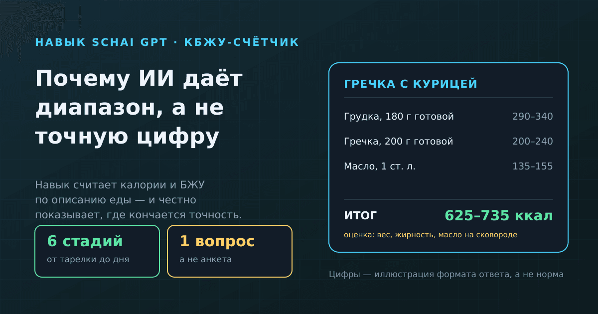 Навык «КБЖУ-счётчик» в Schai GPT: почему ИИ даёт диапазон, а не цифру