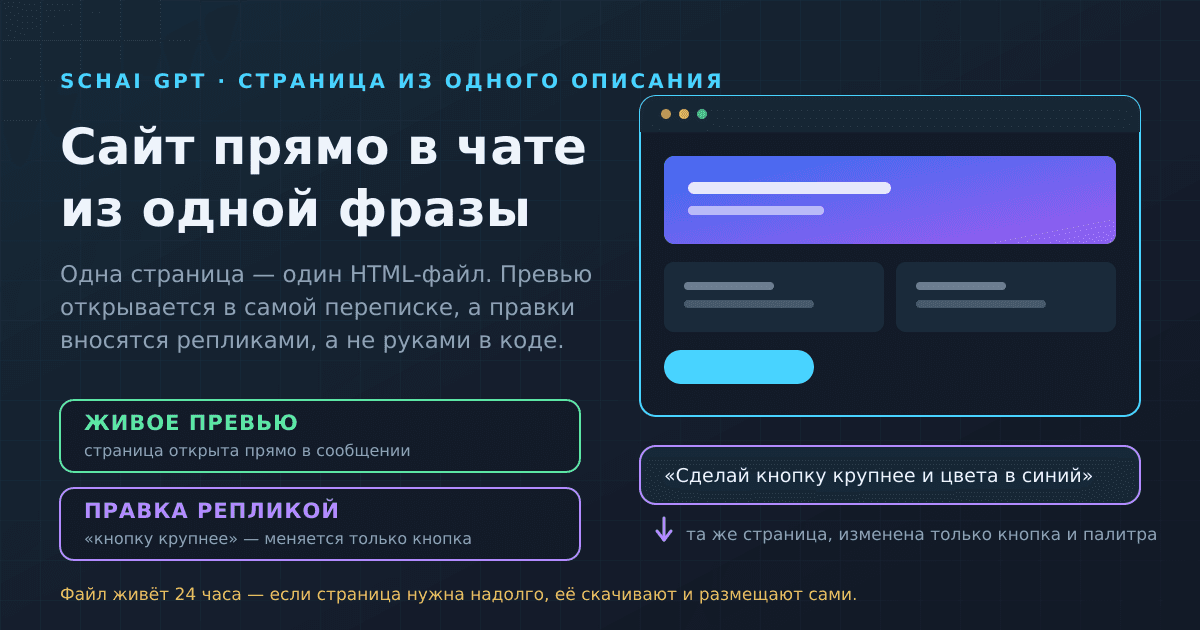 Сайт прямо в чате: как ИИ собирает страницу и правит её по замечаниям
