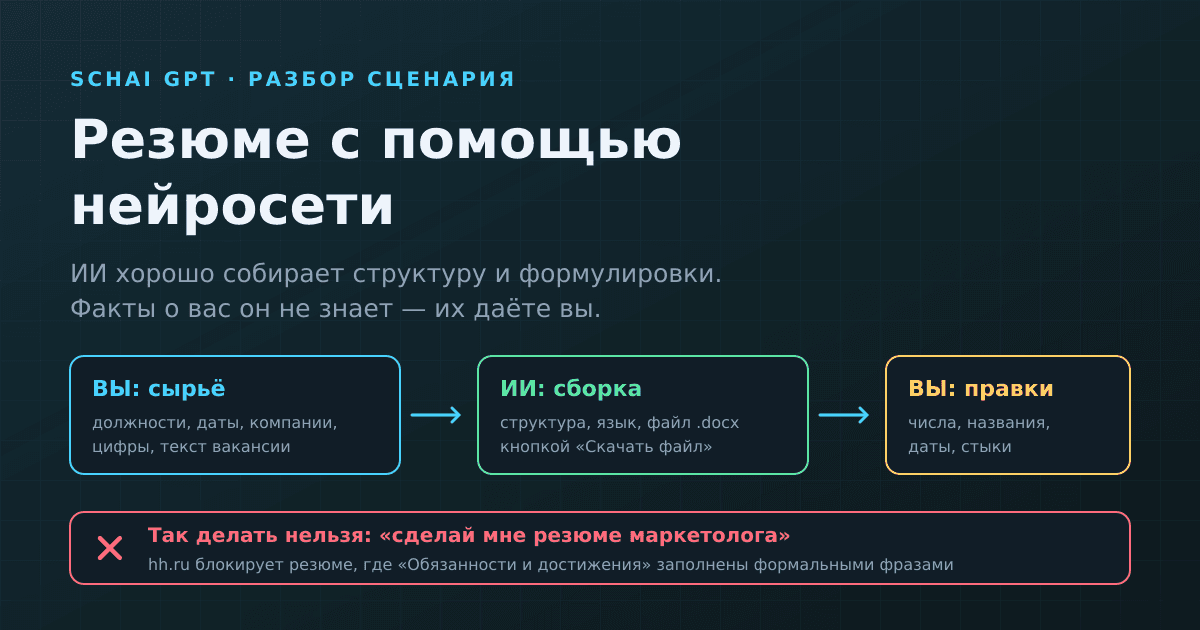 Резюме с помощью нейросети: что ИИ соберёт, а что придётся дописать