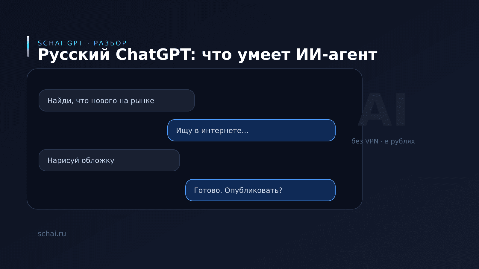 Что умеет русский ChatGPT — ИИ-агент Schai GPT