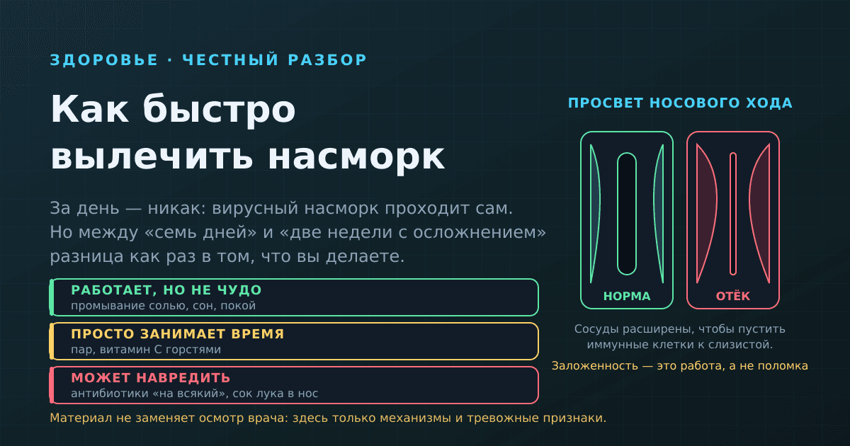 Как быстро вылечить насморк: что реально ускоряет, а что просто занимает время